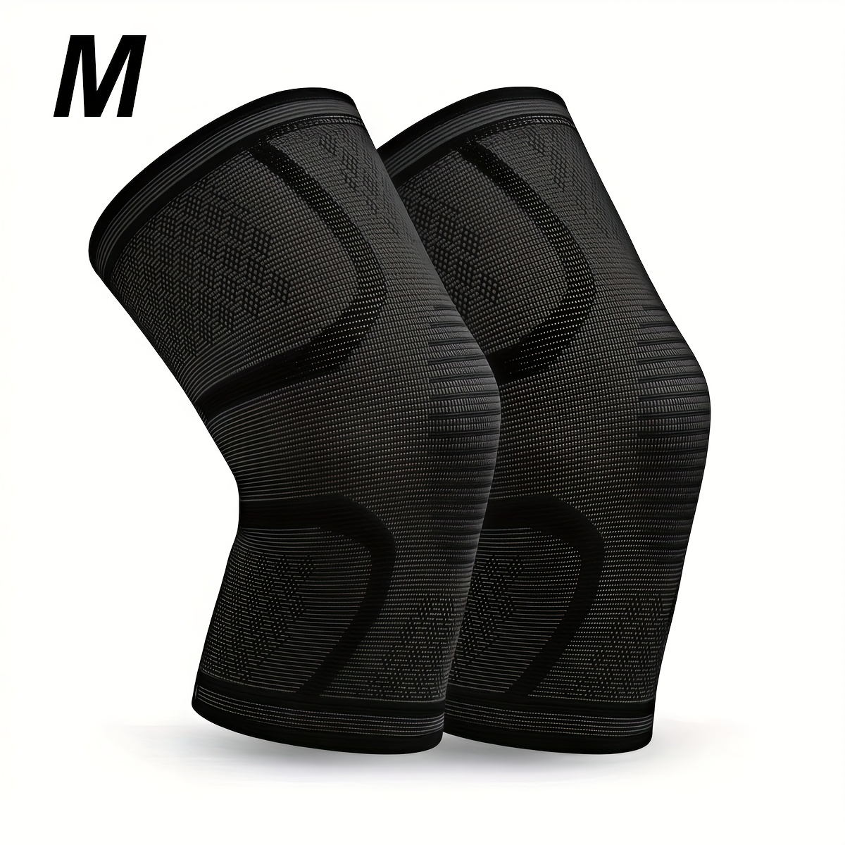 Image of 2pcs Rjf Knee Brace Compression Sleeves - Breathable, Anti-slip, Elastic, For Sports, Running, Basketball, Gym And Exercise - Durable & Comfortable Design For Sports Knee Support For Men And Women