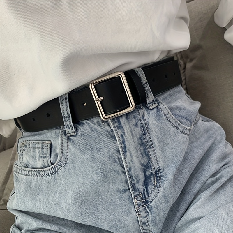 E-shop 1 Stück Damen – Klassischer Quadrat-Schließe-Gürtel für Jeans, Kleider, Casual & Formelle Kleidung – Verstellbarer Taillengürtel mit Schnalle