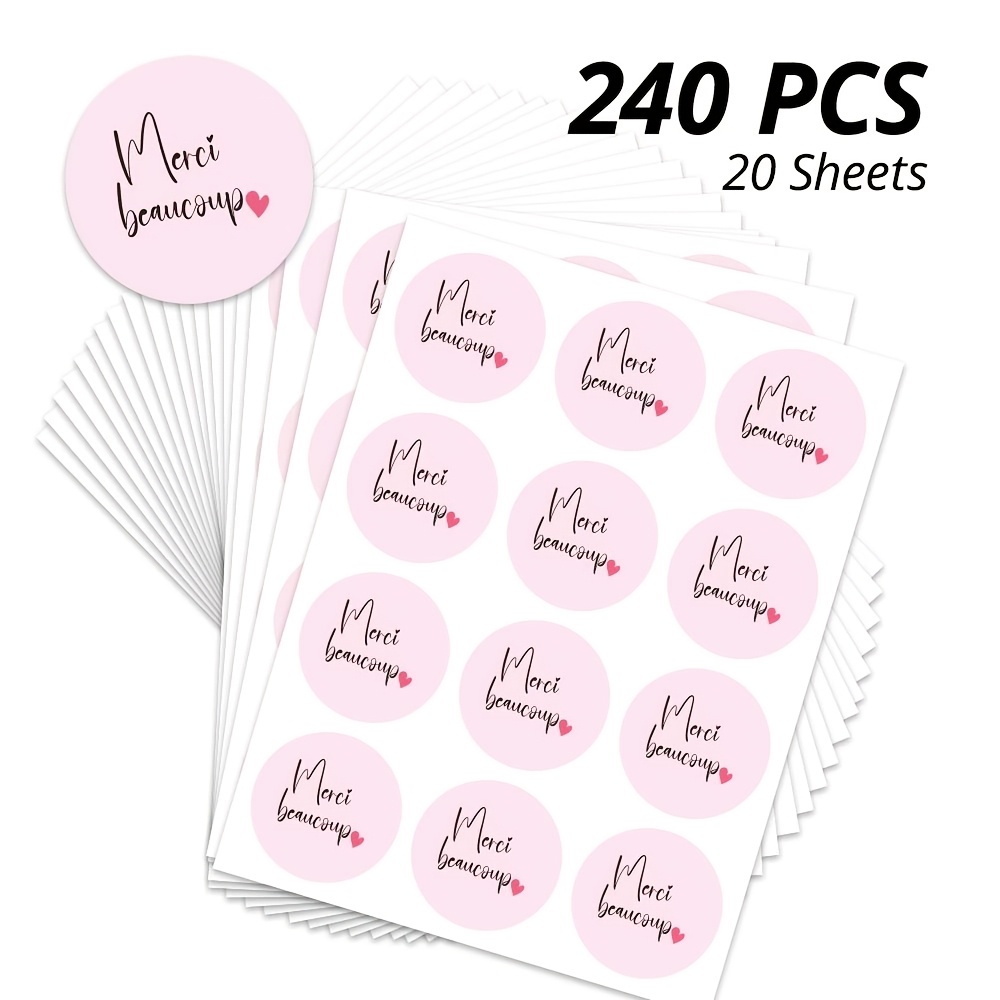 TEMU 240 autocollants "" français, style rose et féminin, taille : 3,8 x 3,8 cm / 1,,5 pouce, parfaits pour les propriétaires d'ateliers artisanaux,
