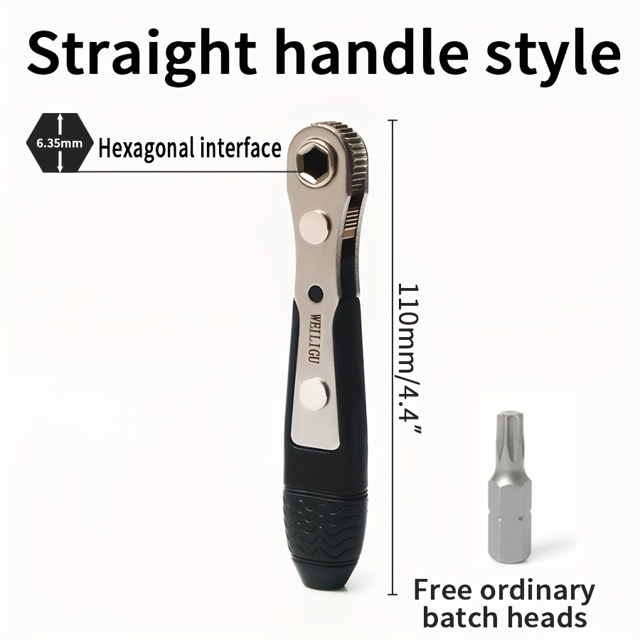 Mini 1/4" Ratchet Wrench, Dual-end Usable, , Straight Or Flexible Handle, Designed For Tight Spaces