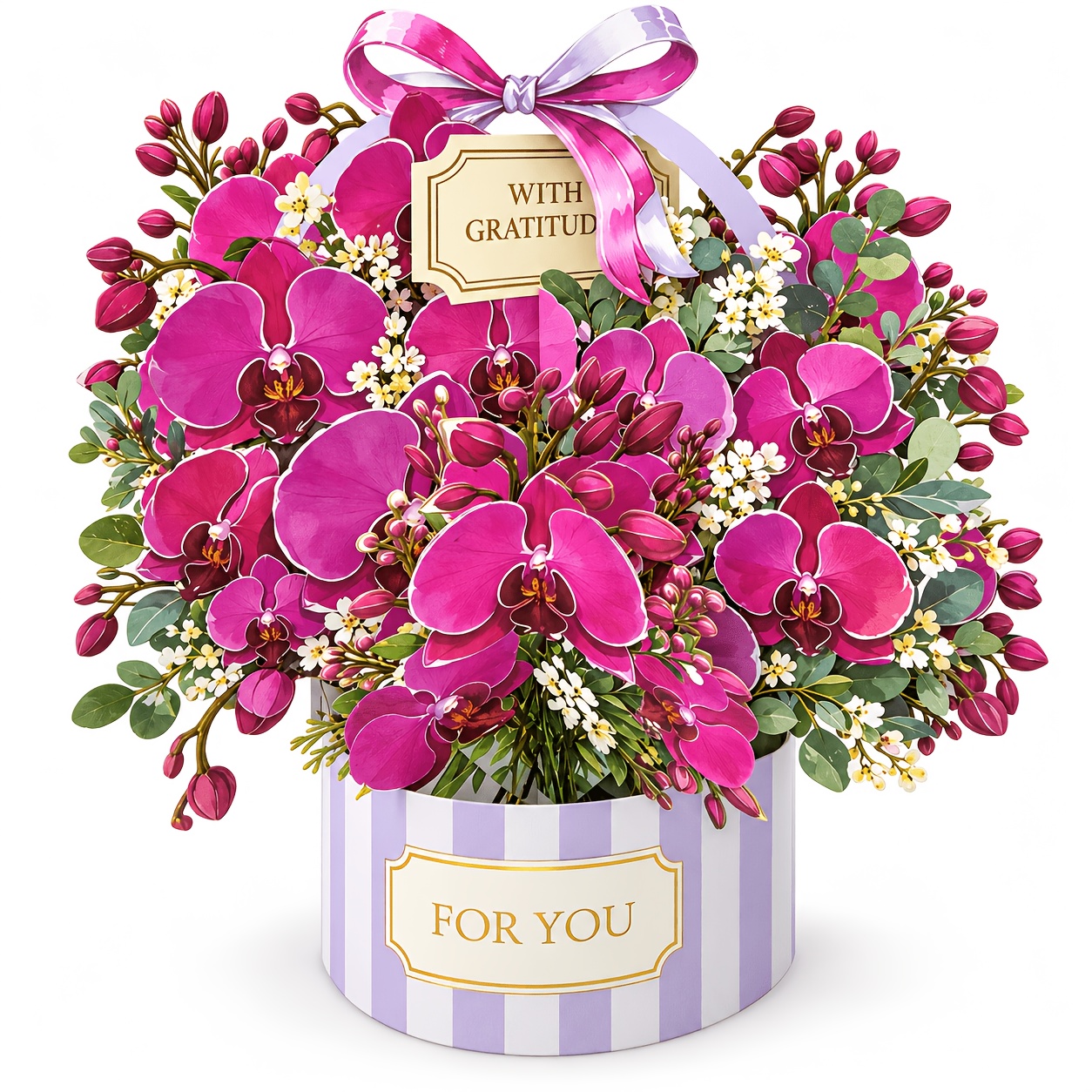TEMU 3d Stereoscopic Phalaenopsis Flower Greeting Card With Floral Illustrations, Suitable For Birthdays, Weddings, Mother's Day, Anniversaries, And