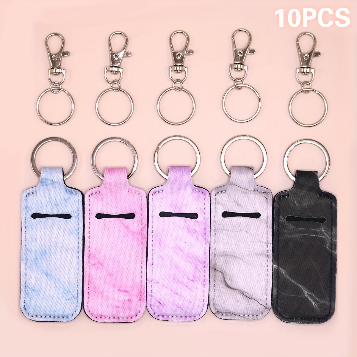 

10pcs Marble Lipstick Holder Keychain Set - Stylish , Accessory For Women & Girls - Perfect Gift For Day, Valentine's, Christmas, Lipstick Case