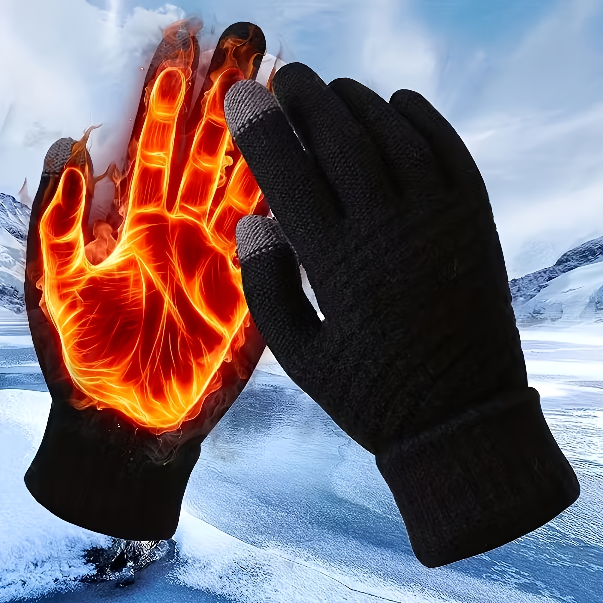TEMU A Pair Of Winter Gloves Suitable For Men And Women, Designed To, Thick, Windproof, And Compatible With Touchscreens. Ideal For Outdoor Activities Like Skiing, Cycling, And Driving