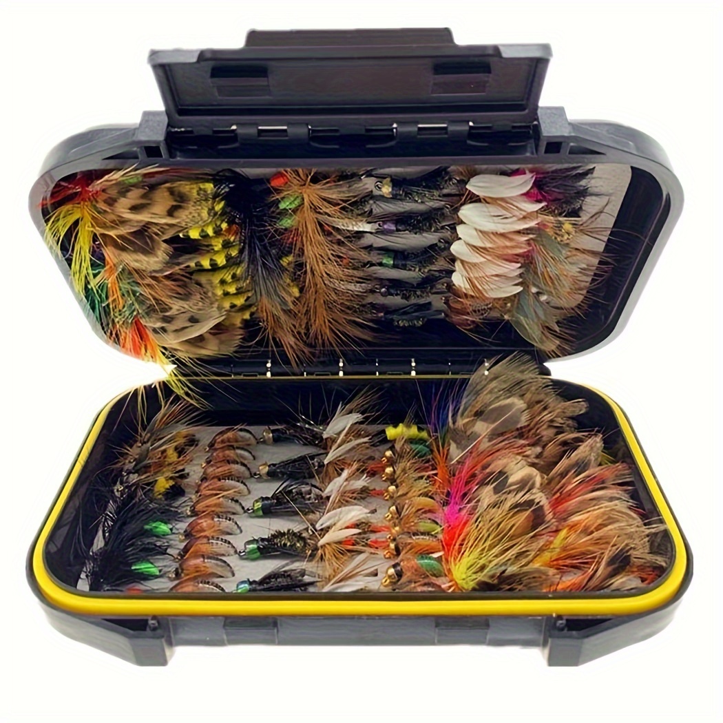 24pcs 40pcs 54pcs 100pcs box fly fishing flies set bait hooks dry wet flies nymphs fishing for trout fishing lure with fly box material artificial feather rayon