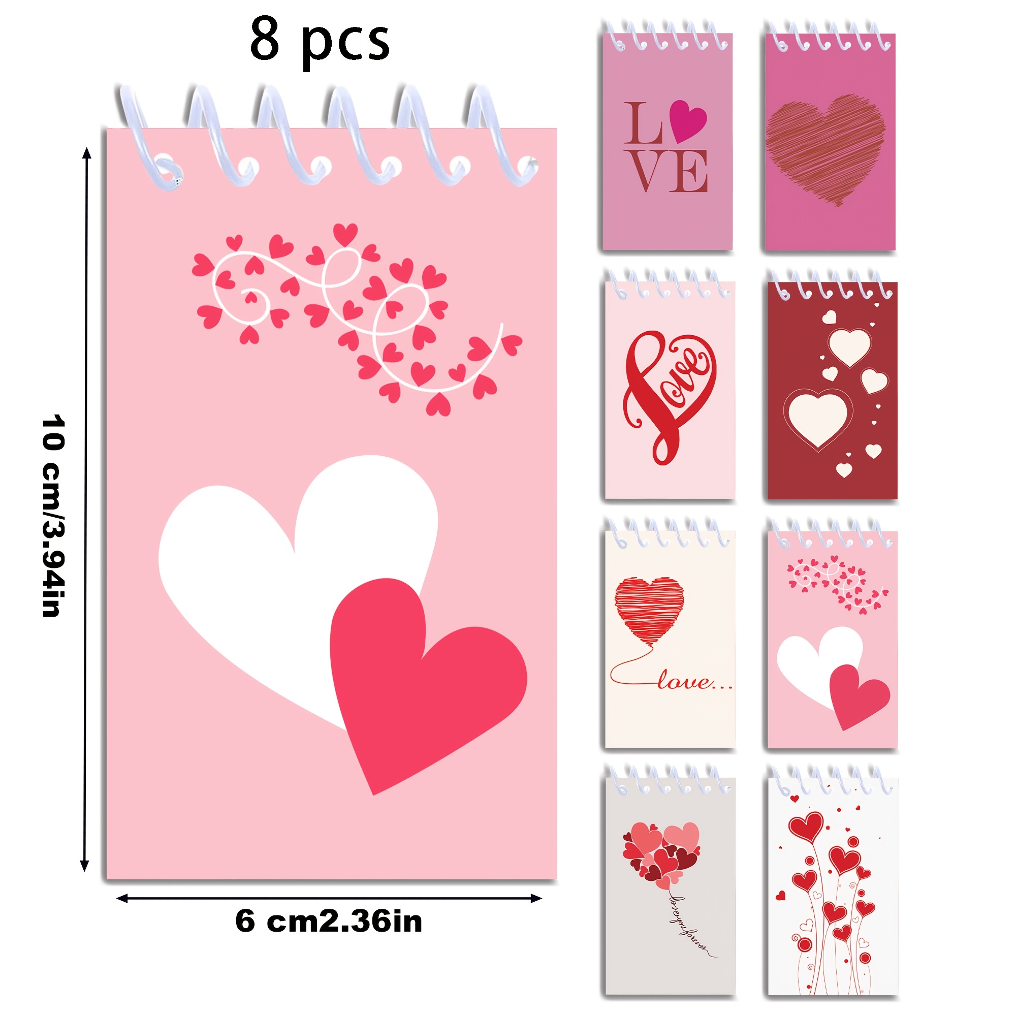 Set Of 8 Mini Notepads Featuring , Perfect For Valentine's Day Celebrations, Weddings, And
