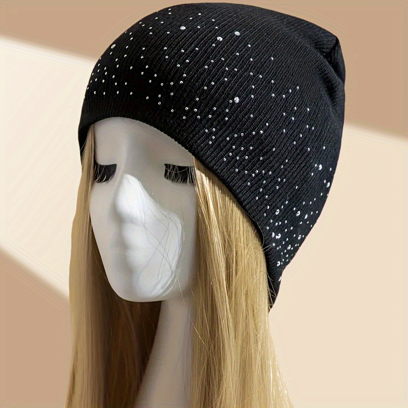 

Y2k-inspired Sparkling Rhinestone Beanie For Women - Breathable, Lightweight Knit Skull Cap With Fit, All &