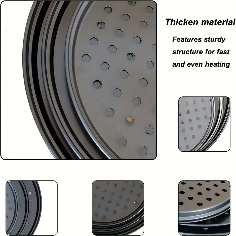 1pc 2pcs high quality non stick pan   ventilated   results oven safe 12 inch metal baking pan suitable for home and restaurant kitchens premium perforated pizza pan   easy to   perfect baking   details 3