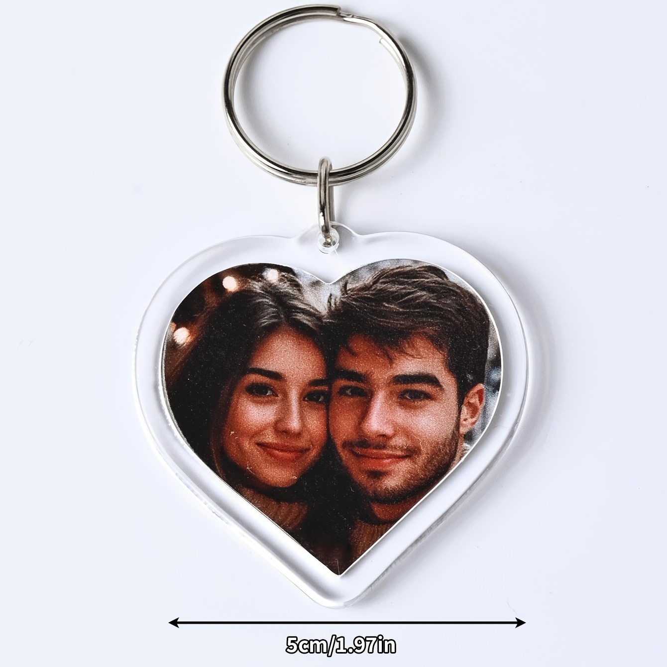 TEMU 1pc Custom Photo Acrylic Keychain Bag Charm, Personalized Acrylic Keychain, Custom Couple Keychain, Photo Key Ring, Valentine's Day Gift,