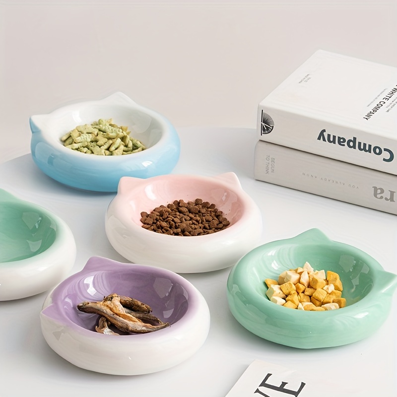 1pc Cute Cat Ear Ceramic Food and Water Bowl, Ceramic Plate and Water Dish  for Dogs, Anti-tip Pet Bowl for Puppies and Kittens, Water Bowl, Cat Bowl,  Can Bowl, Snack Bowl, Separate Water and Food ...