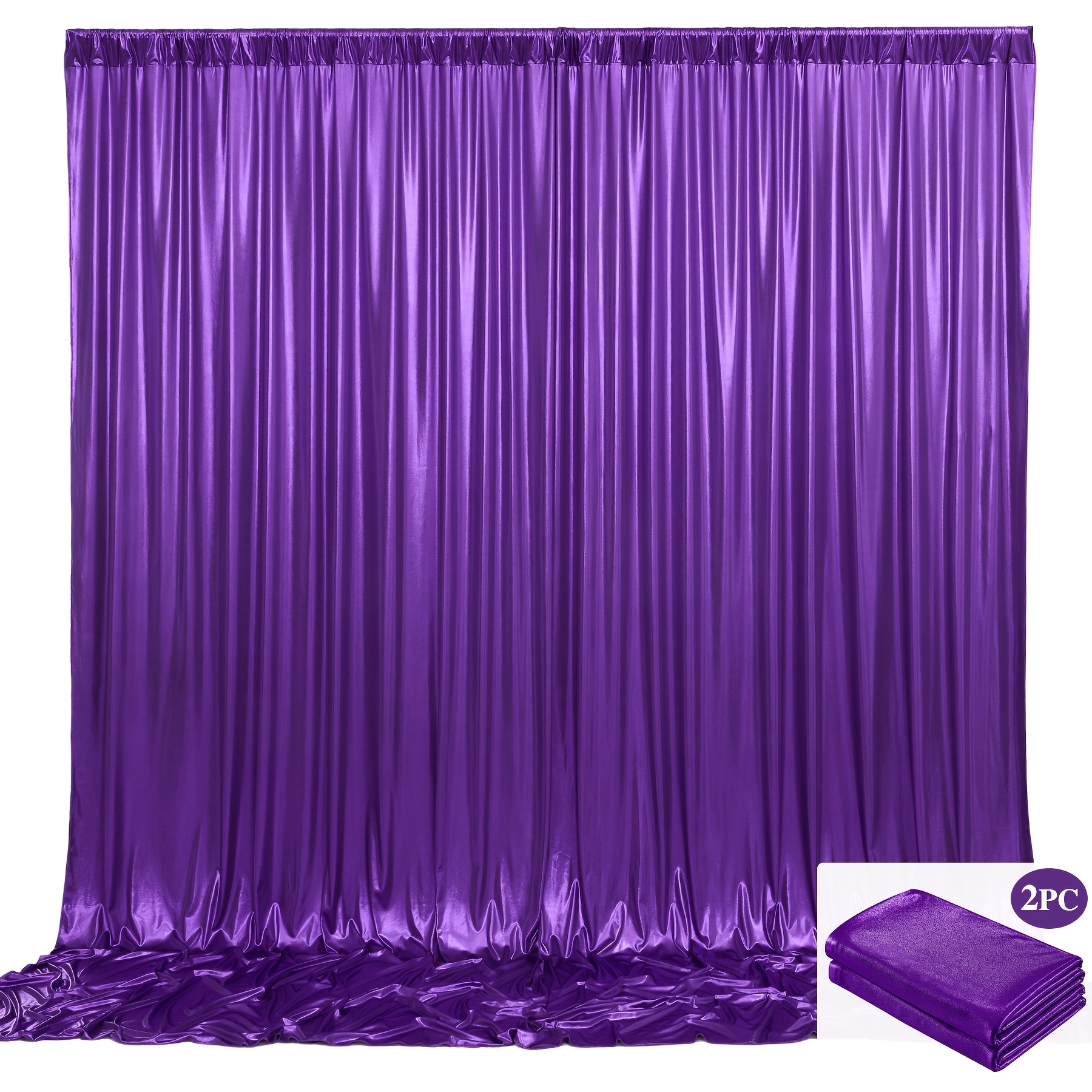 TEMU 2pcs Bannières de fond de mariage, 59" X 118" (4.9Ft X 9.8Ft) Rideaux en tissu métallique pour décoration de fête, Draperies de fond de cabine