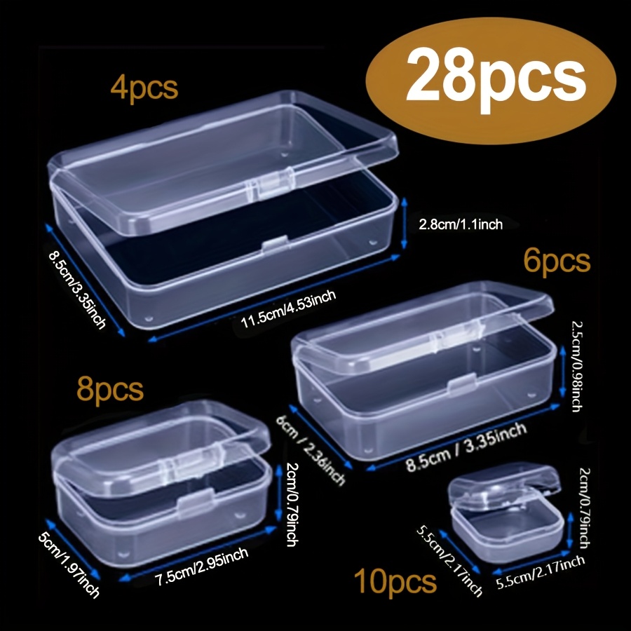 28pcs Transparent Storage Boxes With Lids | -size Set | Jewelry & Office Supplies Organizer | Dustproof, Moisture-proof & Desktop Organizing Solution