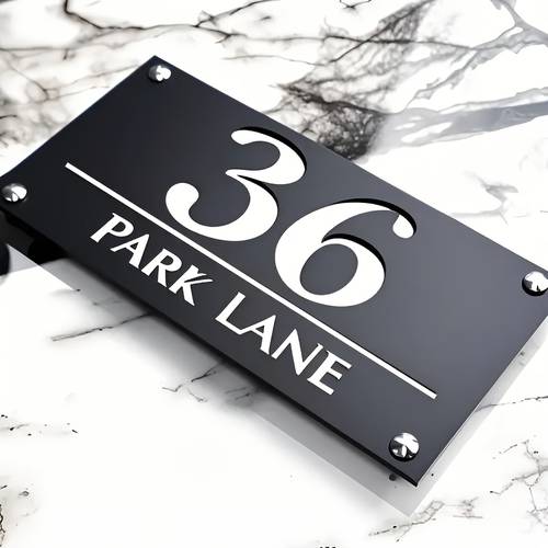 customizable address number sign acrylic laser cut double layer in multiple colors four nails for installation wall decoration