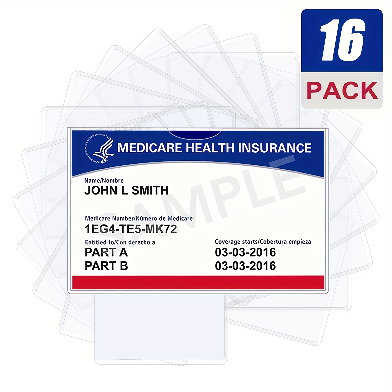 TEMU Soft And Durable 8/16 Pack Waterproof Card Protector Sleeves, Clear Ssn/game Card/medicare/credit Card Holder For Wallet Storage