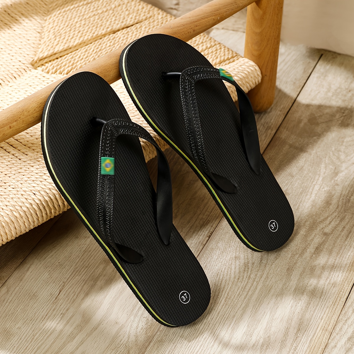 TEMU Sandales d'été pour femmes, chaussures plates de plage tendance, sandales décontractées pour et l'extérieur, chaussures pour femmes