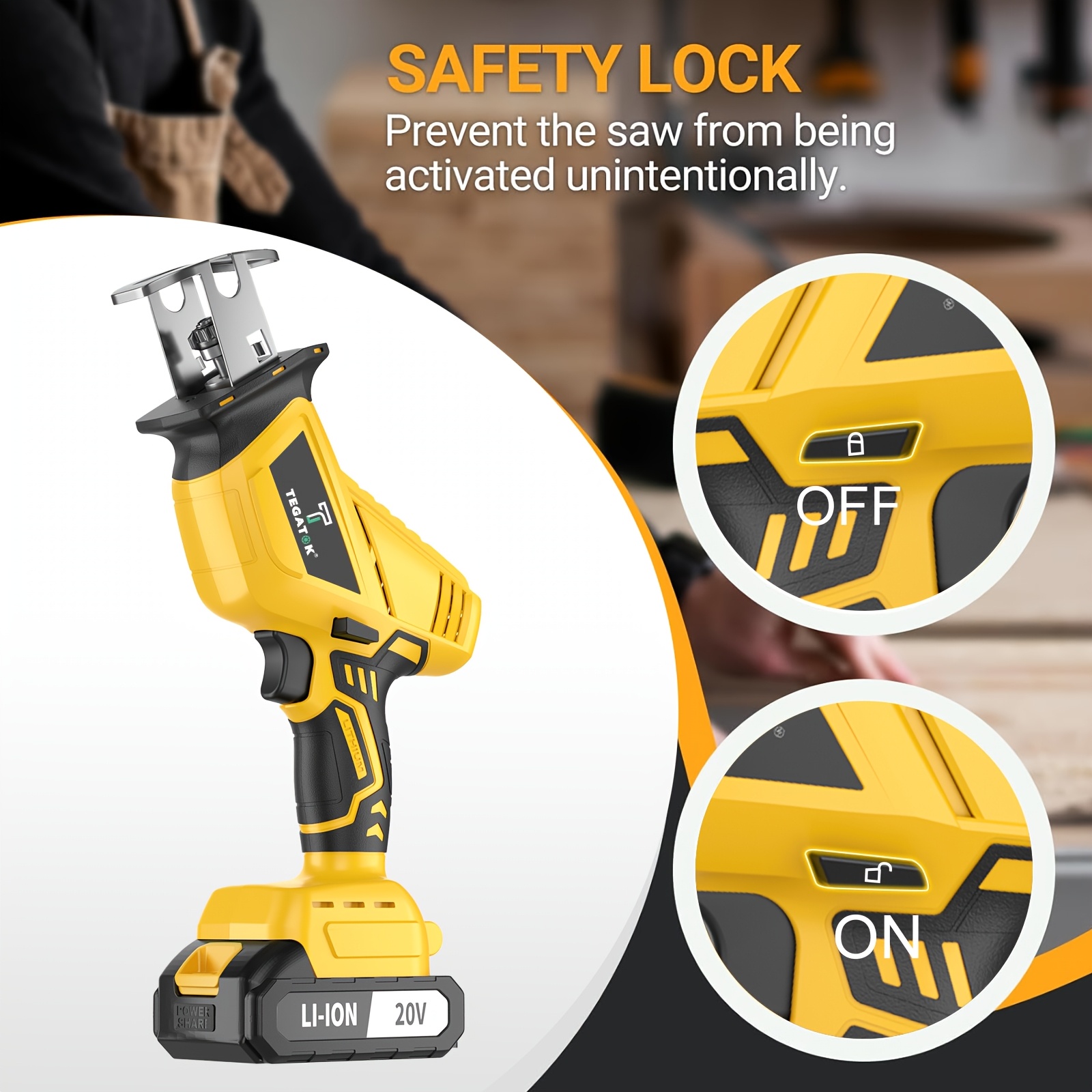 Newly Upgraded Electric Saw, Wireless HandSaw with LED Light and Safety Lock, Suitable for Multi-Purpose Cutting, Equipped with 1 Or 2 Battery, Replaceable Saw Blades and Tool Box, Tools On Sale At a Discount, Men's Gift, Christmas Gift 7 Newly Upgraded Electric Saw, Wireless HandSaw with LED Light and Safety Lock, Suitable for Multi-Purpose Cutting, Equipped with 1 Or 2 Battery, Replaceable Saw Blades and Tool Box, Tools On Sale At a Discount, Men's Gift, Christmas Gift - Image 7