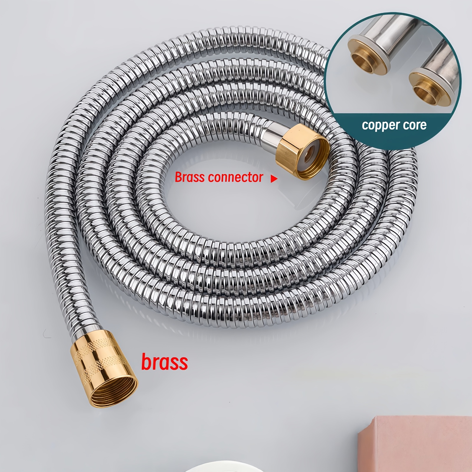 120Cm Flexible Chrome-Plated Shower Hose, Universal G1/2 Connector