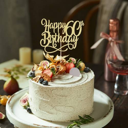 1 glitter happy 60th birthday cake topper cheers to design with sparkling glitter milestone celebrations and anniversaries birthday party decorations for halloween christmas event party supplies festive decorations