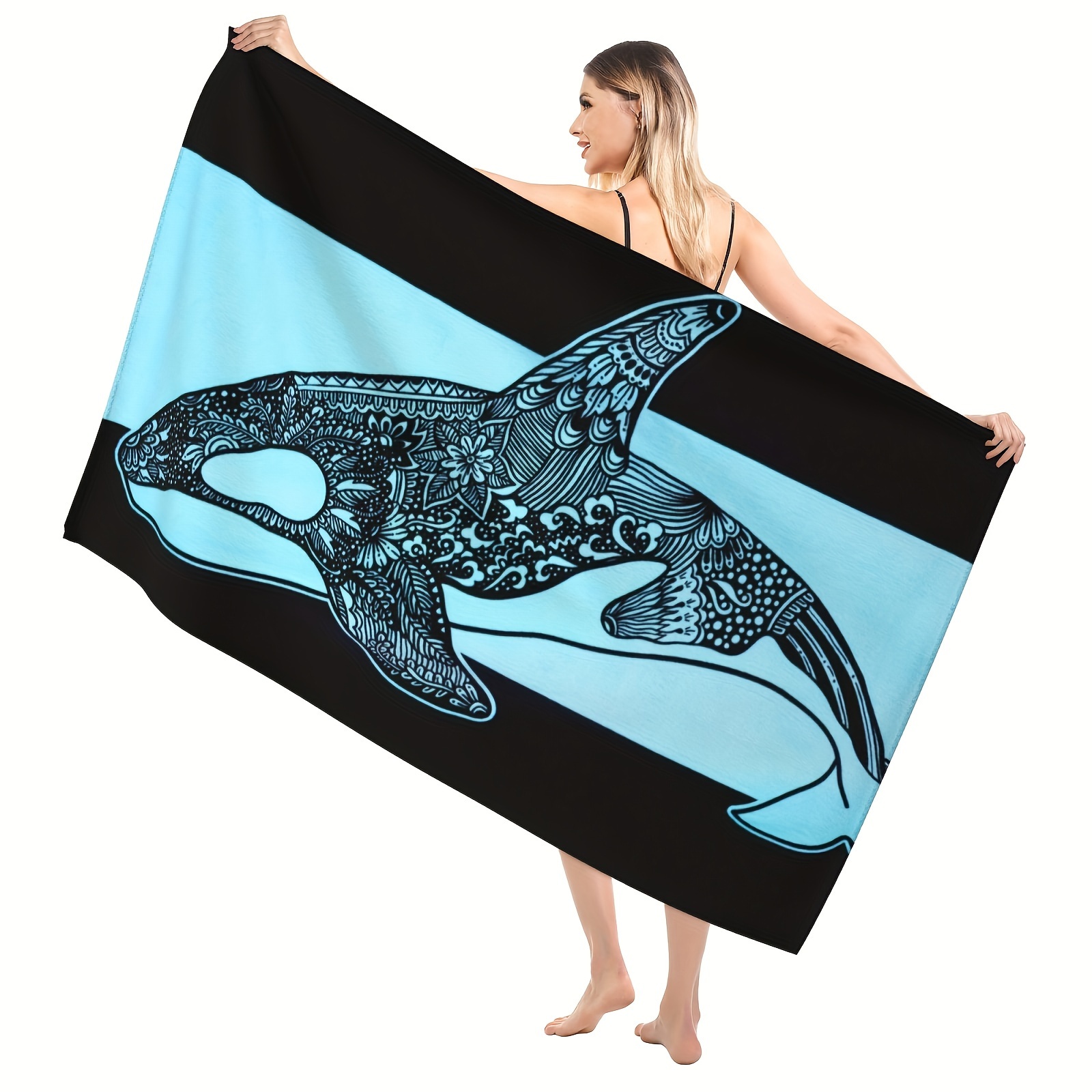 

1pc Whale Pattern Beach Towel, Super Absorbent & Quick-drying Swimming Towel, Lightweight & Soft Beach Blanket, Suitable For Beach Swimming Outdoor Camping Travel, Ideal Beach Essentials