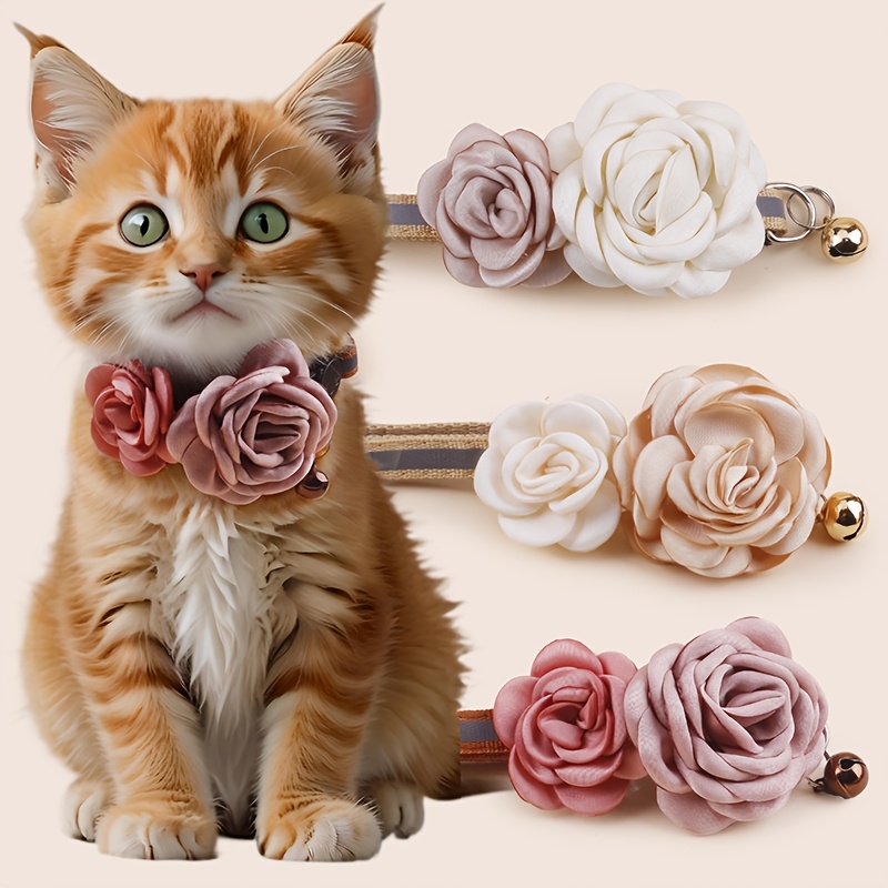 

1pc Elegant Polyester Collar Accessory, Adjustable Kitten Collar For Cats