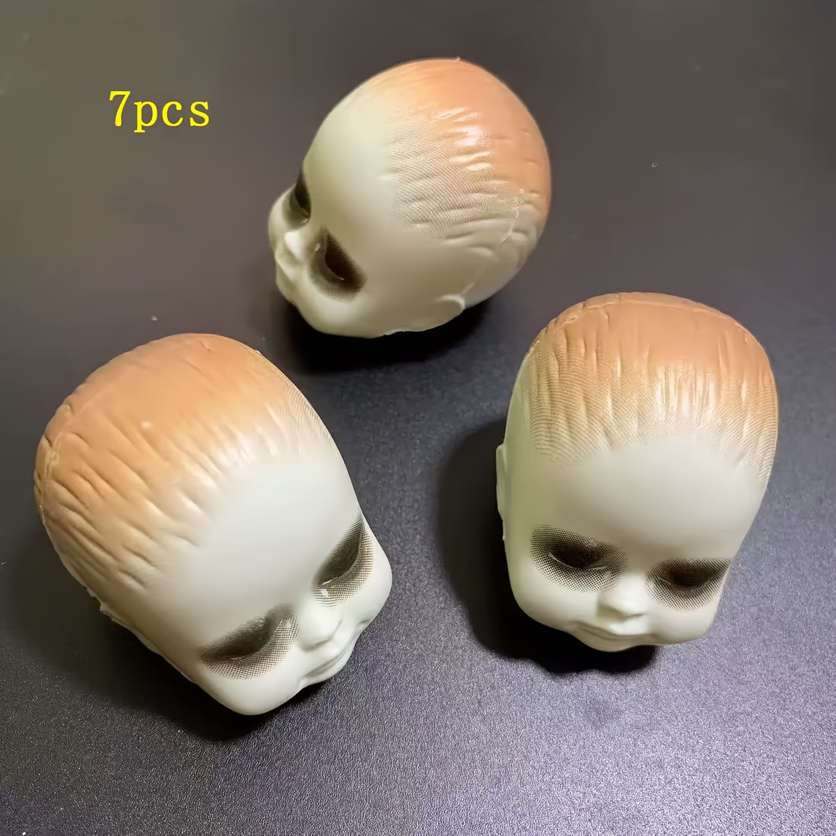 TEMU 7pcs Halloween Christmas Doll Head - Realistic White Plastic Head With And Mouth, Decoration, Prank Gift, Funny And Spooky Celebration Prop,