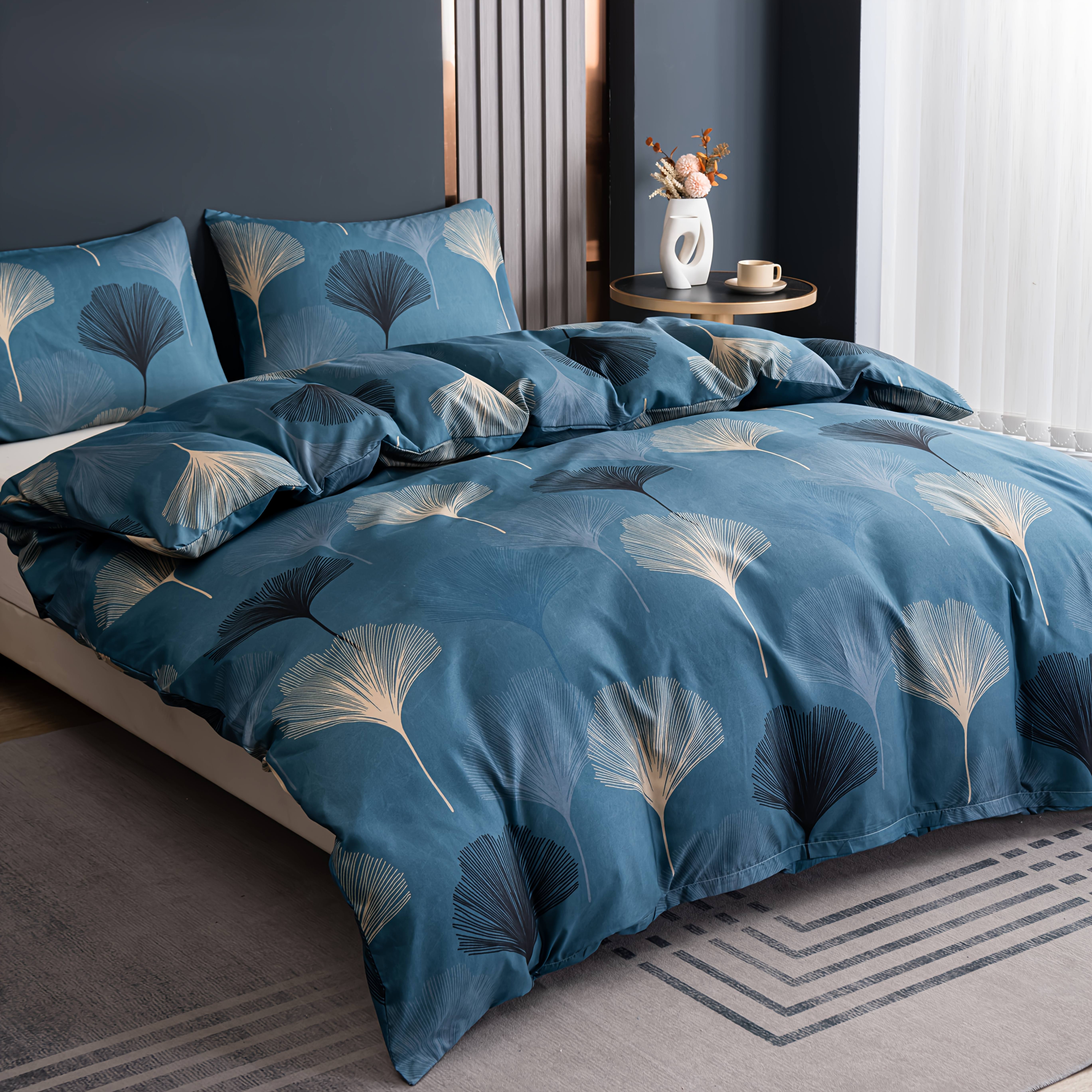 Image of 3pcs Duvet Cover Set High-end Brushed Skin-friendly Comfortable Plant Geometric Hotel Supplies (1pc Duvet Cover And 2pcs Pillowcases)