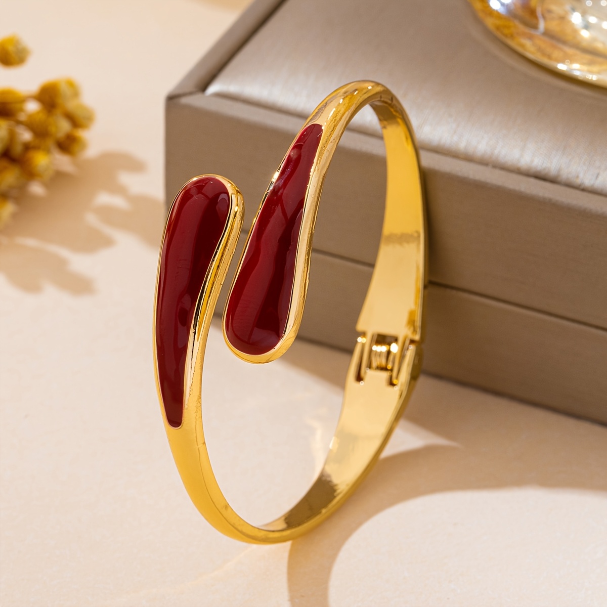 TEMU Bracciale rigido geometrico da donna con smaltatura a , dal design elegante, , versatile e unico per uso