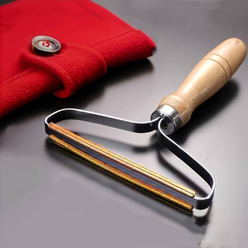 1pc portable manual hair remover double sided fabric shaver suitable for sweaters coats and pet hair durable wooden handle suitable for sofa bedroom