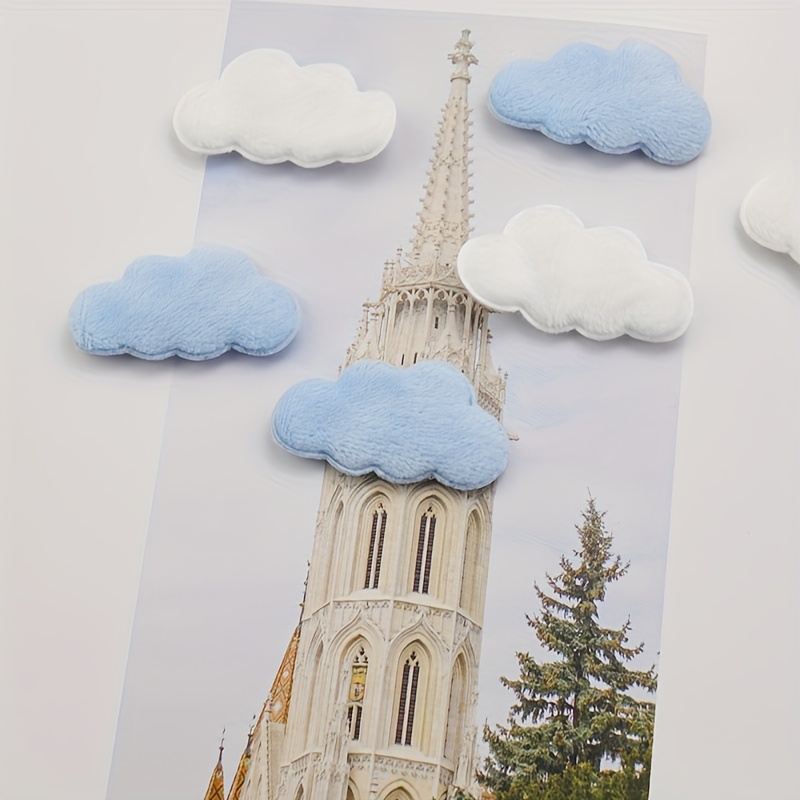E-shop 30 Stück 42*23mm doppelseitige langflorige weiße Wolken-Applikationen für DIY-Kopfbedeckungen, Haarklammern, Schleifen, dekorative Accessoires