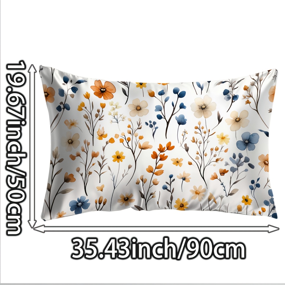 TEMU 1pc Silk Pillowcase Suitable For Bedding Cover - Watercolor Retro With Zipper Closure, Machine Washable Protective Case, Bedspread Cover For,
