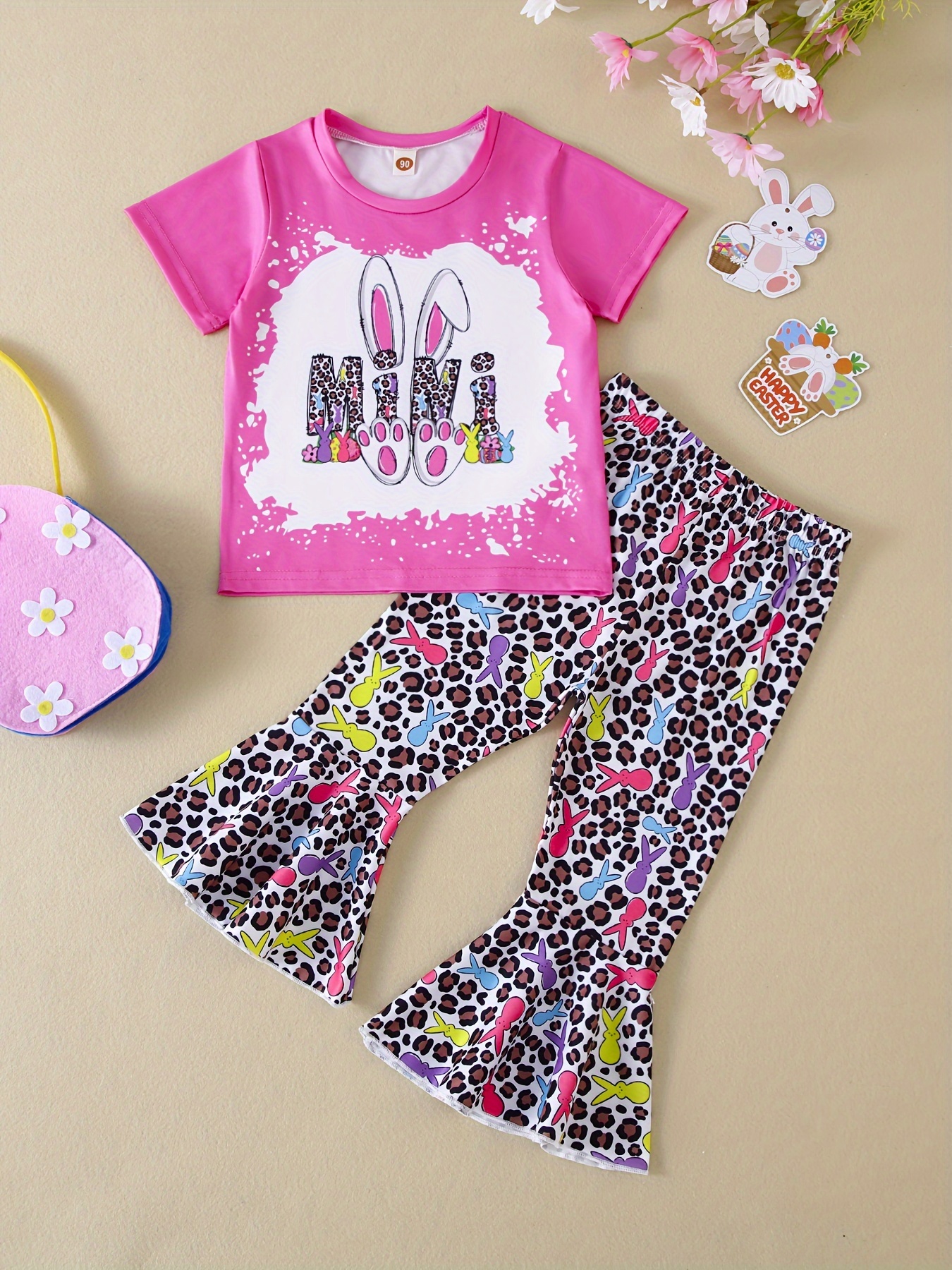 Baby Girl Easter Outfit, Bell Bottom Easter Outfit , Toddler Flare Pants,  Easter Shirt 