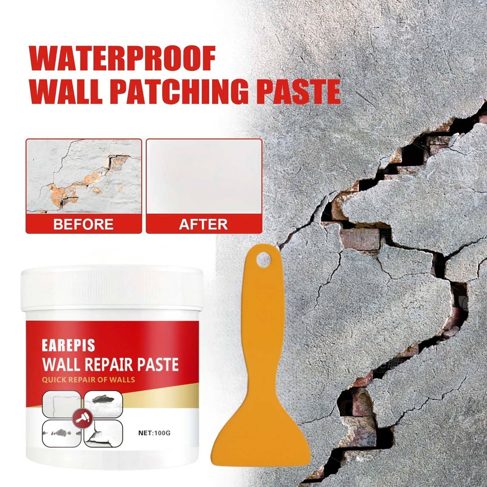 Earepis Wall Repair Paste Kit Plastic Spatula Included Temu