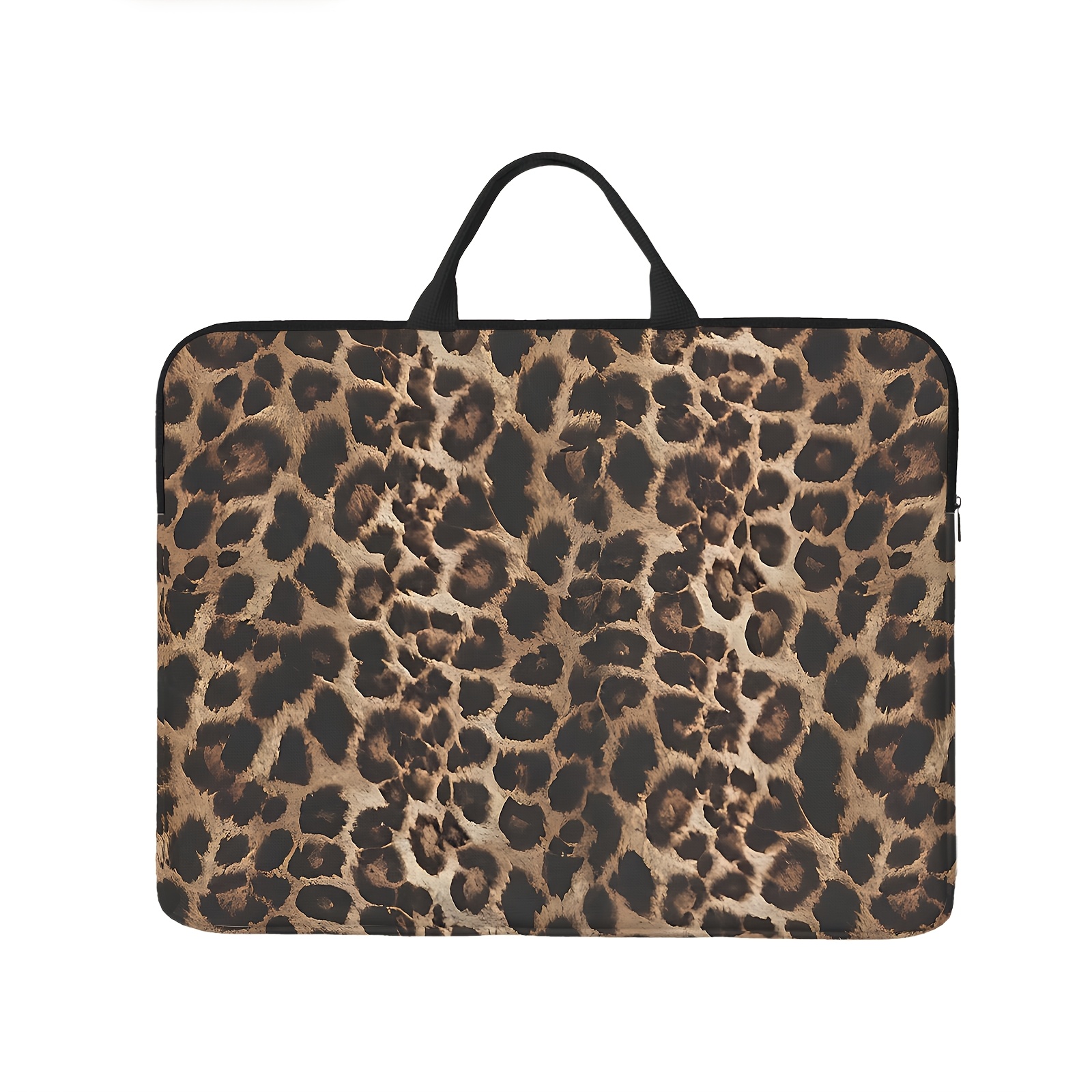 TEMU 1pc Lightweight, Simple, And Portable Laptop Sleeve, Laptop Bag With A Deep Brown Base And Rich Leopard Print In Color Scheme, Vintage Style,