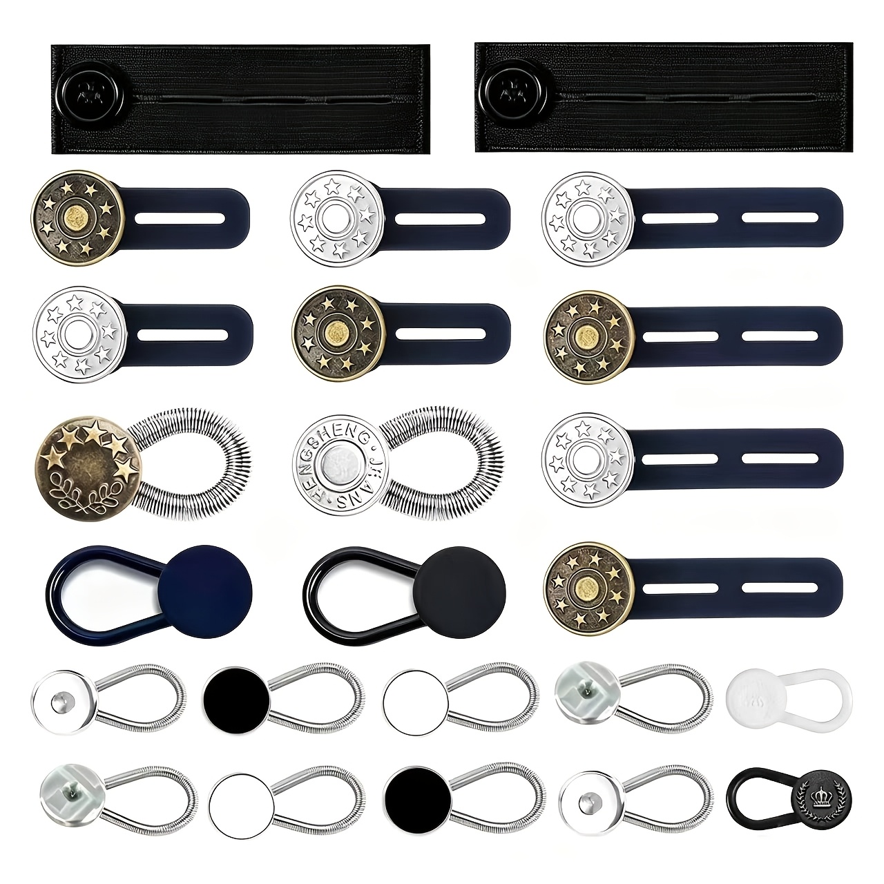 TEMU 24pcs Extender Button Set, Flexible Adjustable Elastic Waist Extender Button, Invisible Collar Neck Extenders, No-sew Extend Buttons For Women
