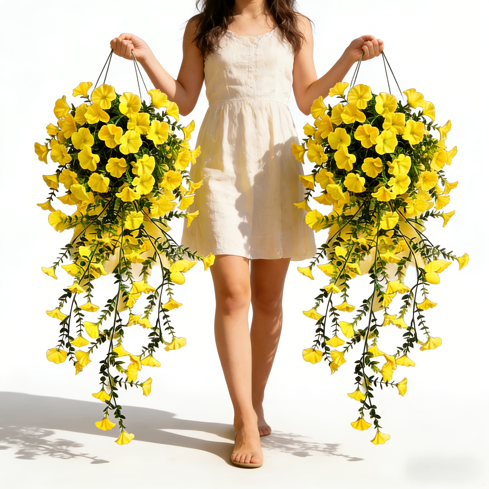 4pcs large   trumpet flower artificial   decor faux hanging plants vibrant flowers and eucalyptus leaves for decoration   artificial flowers ideal for home yard patio porch gazebo hanging