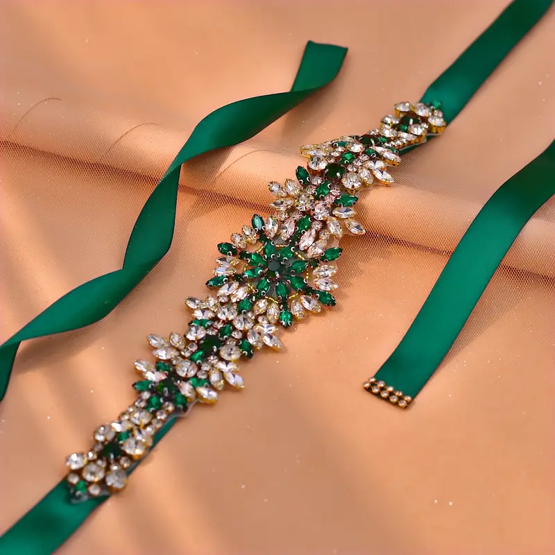 Bridal Belt Women'S Clothing Additions Wedding Dress Contrast Color Waistband Luxury * Dark Green Waist Ornament Christmas Party Waist Belt Bridal Belt Women'S Clothing Additions Wedding Dress Contrast Color Waistband Luxury * Dark Green Waist Ornament Christmas Party Waist Belt