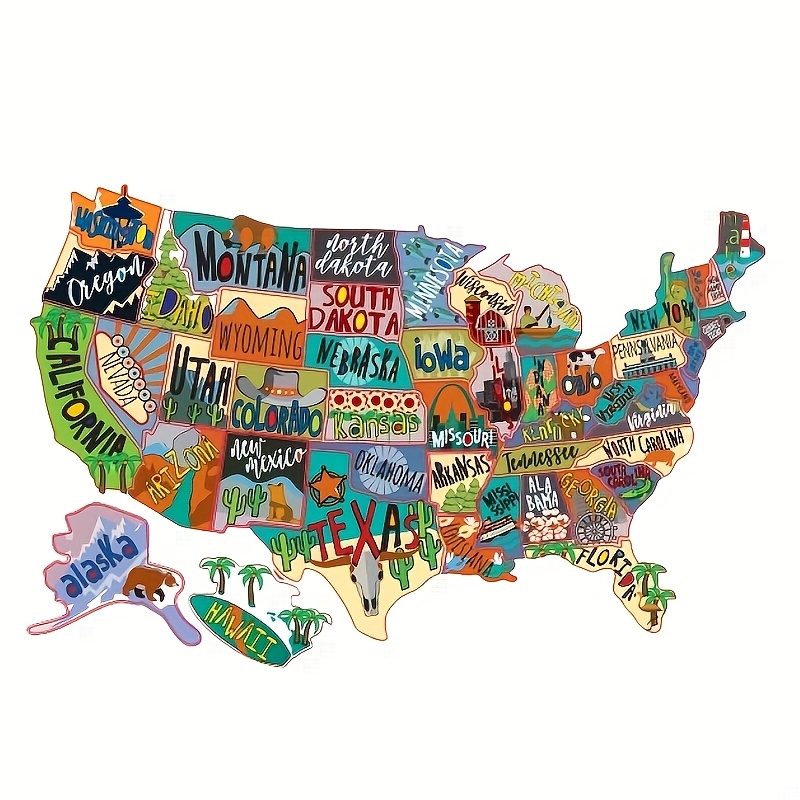 

1 Us Map Sticker, Travel Map | 50 Us State Vinyl Stickers | Us State Stickers, Suitable For Any