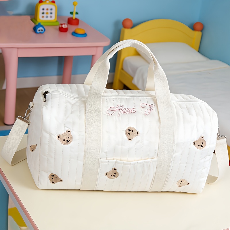 TEMU Borsa tote personalizzata con /iniziali, adatta per , borsa a grande capacit� con e scritta di orso, borsa a tracolla/da palestra, adatta per
