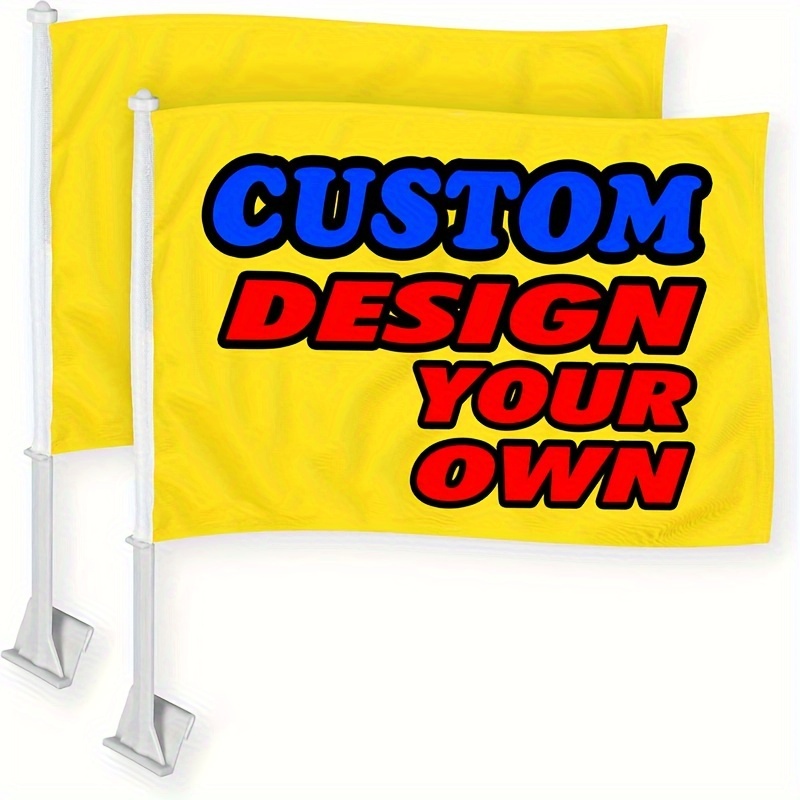 

Custom Car Flag - Personalize Your Car Flag With Heavy Duty Flagpole And 30x45cm Banner - Suitable For Most Windows - Polyester Material - No Power Required