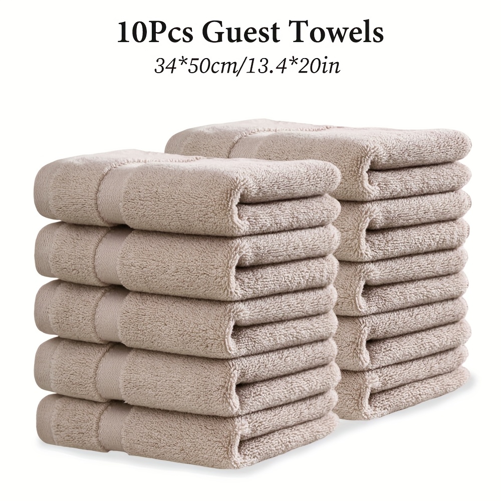 Image of 10pcs Cotton Guest Towels, 34*50cm/13.4*20in, Solid Color Guest Towels, Soft And Comfortable, Absorption,fitness Wipe Sweat, Multiple- Availability, For Bathroom, Shower, Gym And Spa