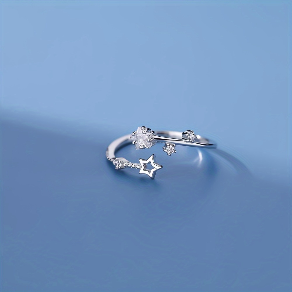 Star Decor Cubic Zirconia Ring, Adjustable Joint Ring for Girls, Party Gift