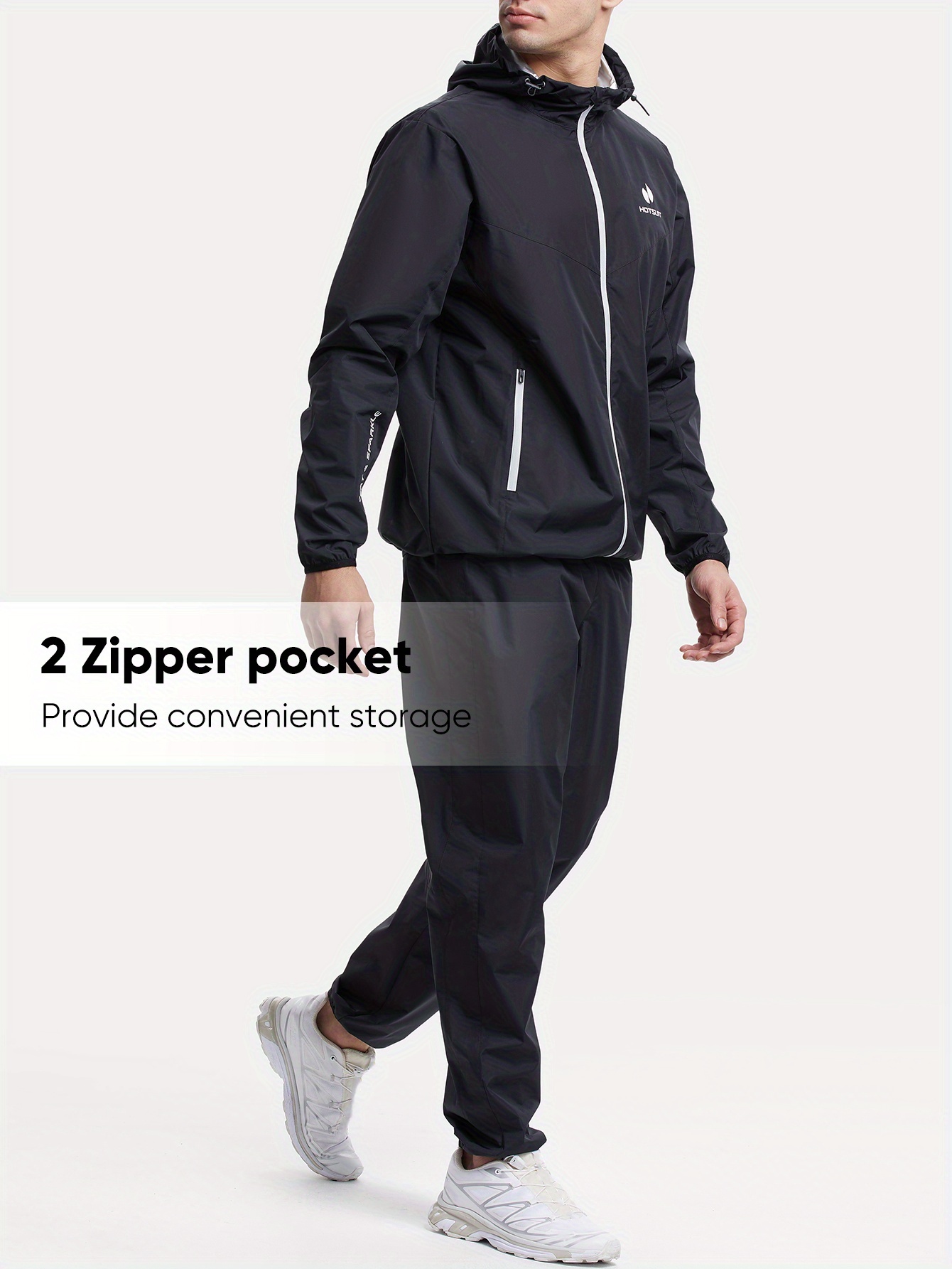 men's lightweight hooded sweat sauna suit zipper pockets Temu Oman