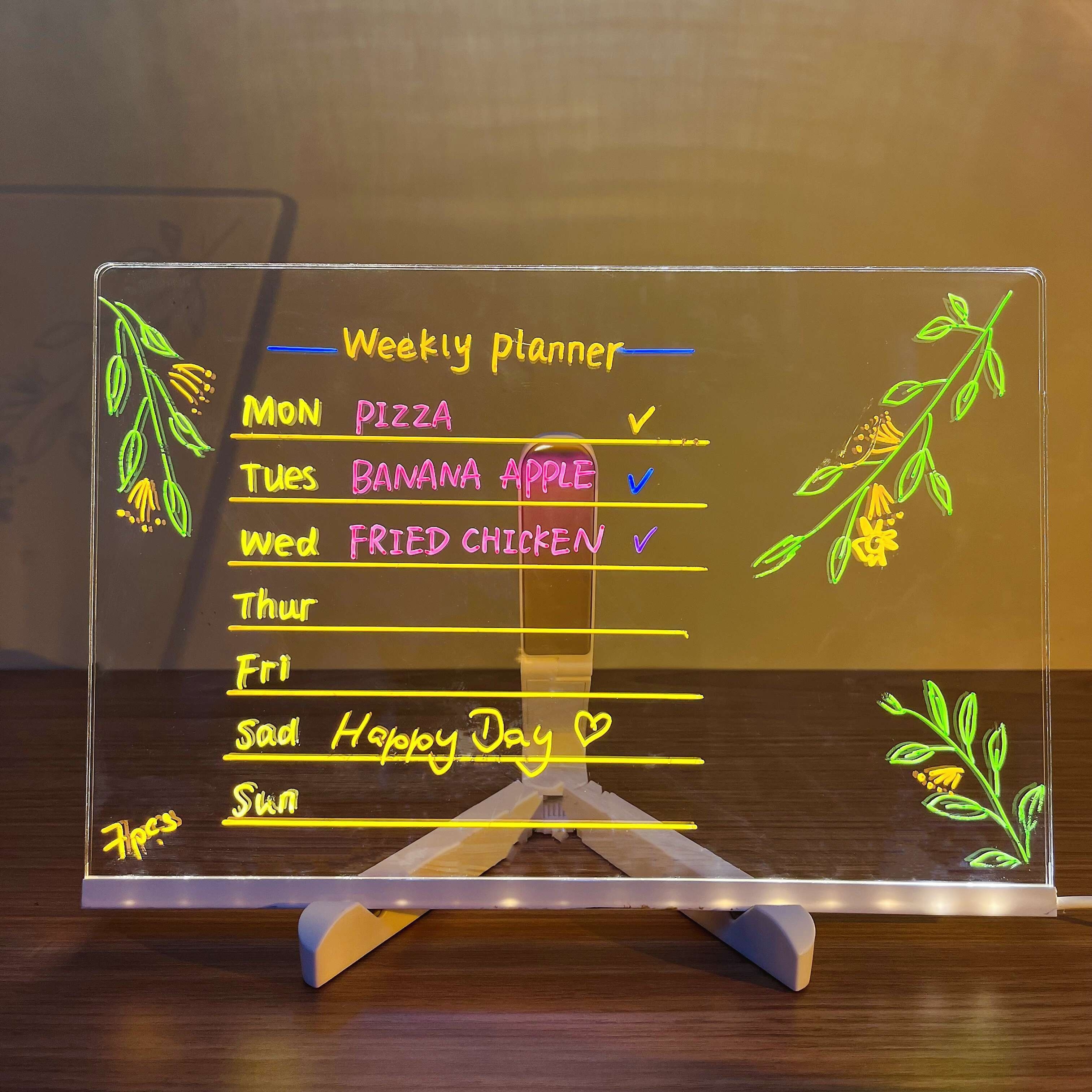 

Diy Erasable Led Acrylic Board - Transparent Message & , Portable Mini For Stalls And Gifts