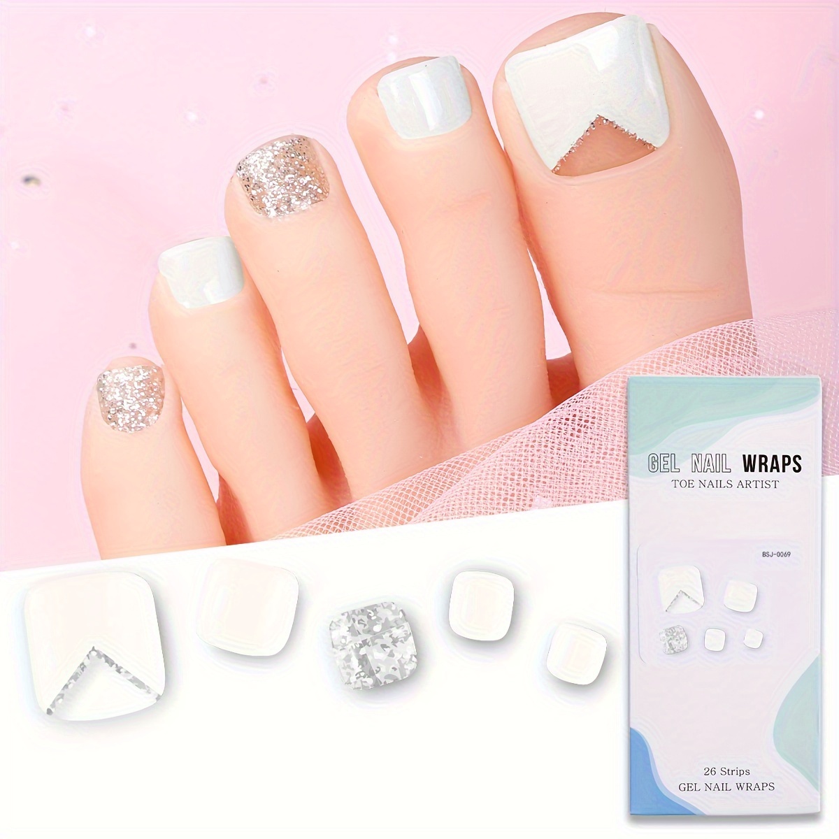 

Glitter Semi Cured Gel Toenail Wraps, Semi-cured Gel Nail Strips-works With Any Nail Lamps, Salon-quality,long Lasting,easy To Apply & Remove