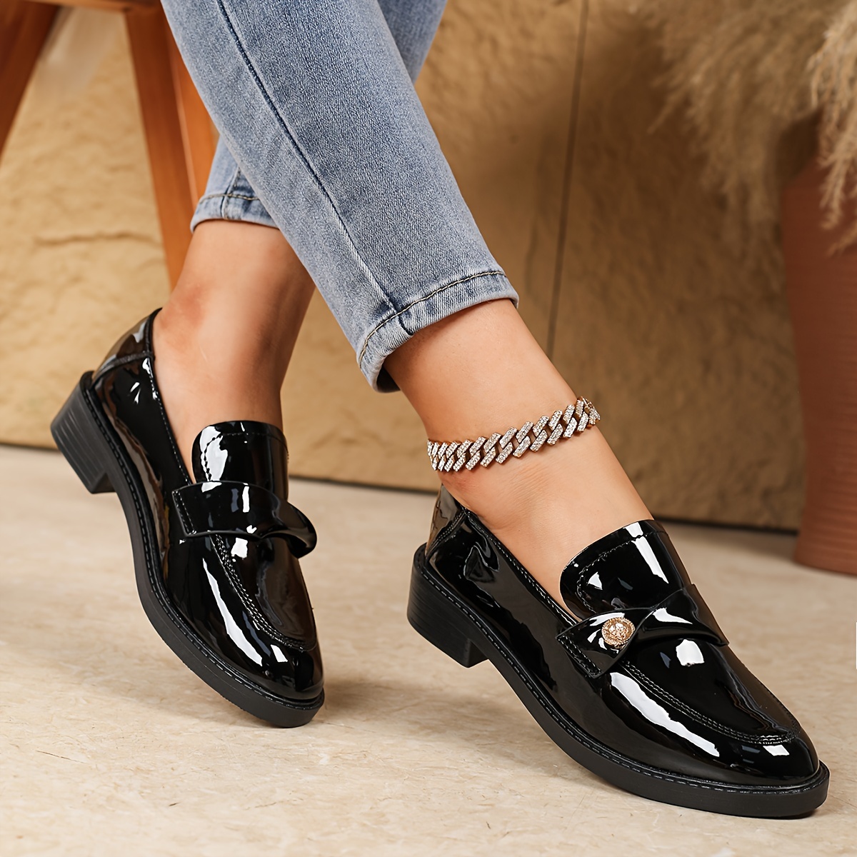Zapatos Loafer para Mujer sin Cordones Botas de Tacón con de Goma  Estilo Retro para Adecuados para Atuendos Casuales y Formales,