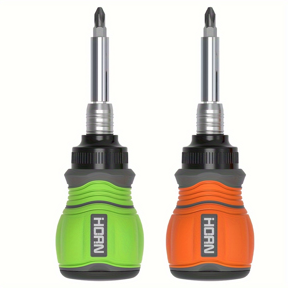 horn 11 in 1 multi function magnetic screwdriver set chrome vanadium steel rust resistant retractable with non   flat phillips hex head styles for home office indoor use orange green Product details 7