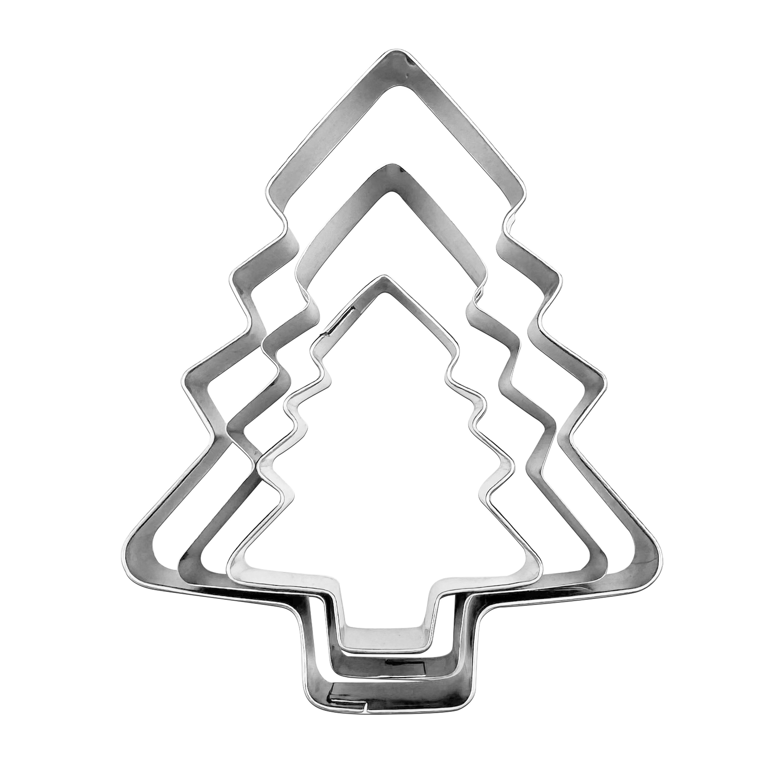 TEMU Set Of 3 Christmas Tree-shaped Cookie Cutters, Stainless Steel Cookie Molds For Christmas, In 3 Sizes: (3.7/5.2/6.5 Cm) (1.46/2.05/2.56 Inches),