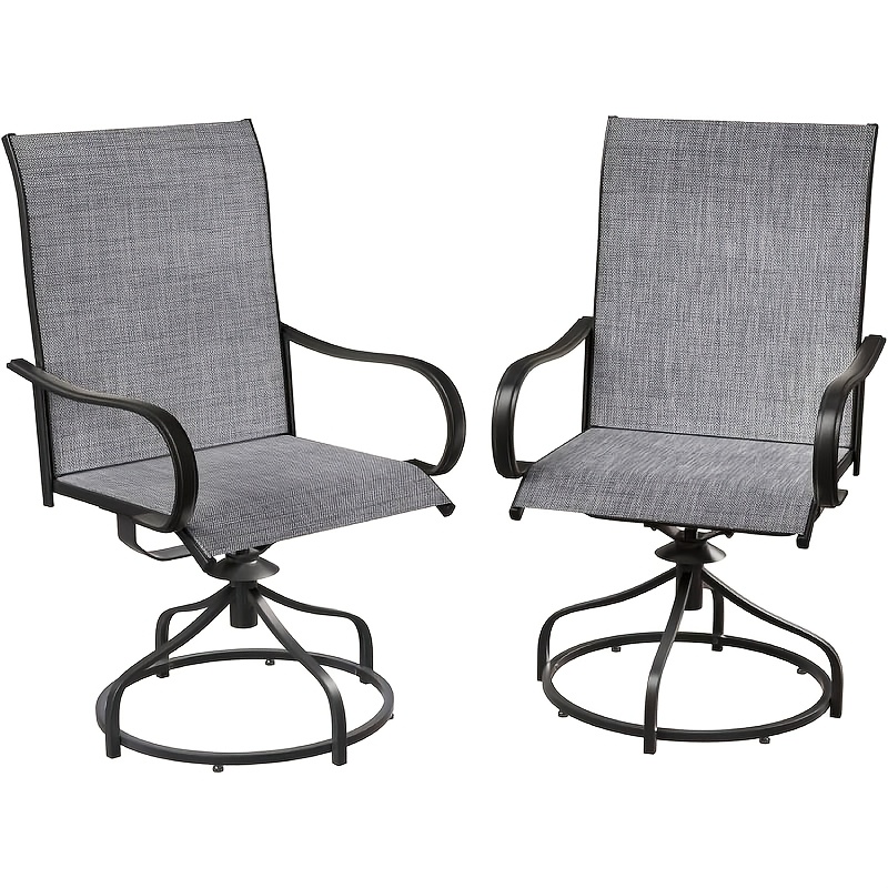Image of 2-pcs Outdoor Rotating Garden Chair, Patio Rocking Chair, 360° Rotation And 15° Rocking, Fabric, Powder-coated For Rust Prevention, 150kg Load Capacity, Elegant And Durable Patio Furniture
