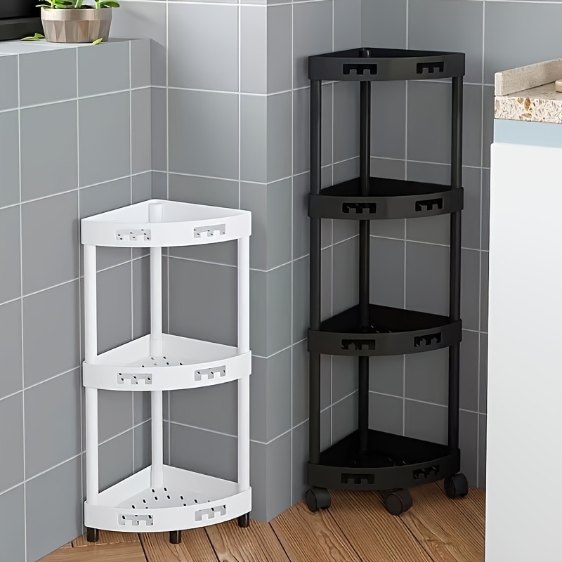FLE Eckregal 2-etagig – Badezimmer-Organizer, 27x27x15 Cm, Schwarz, Für Kosmetik, Pflege & Deko