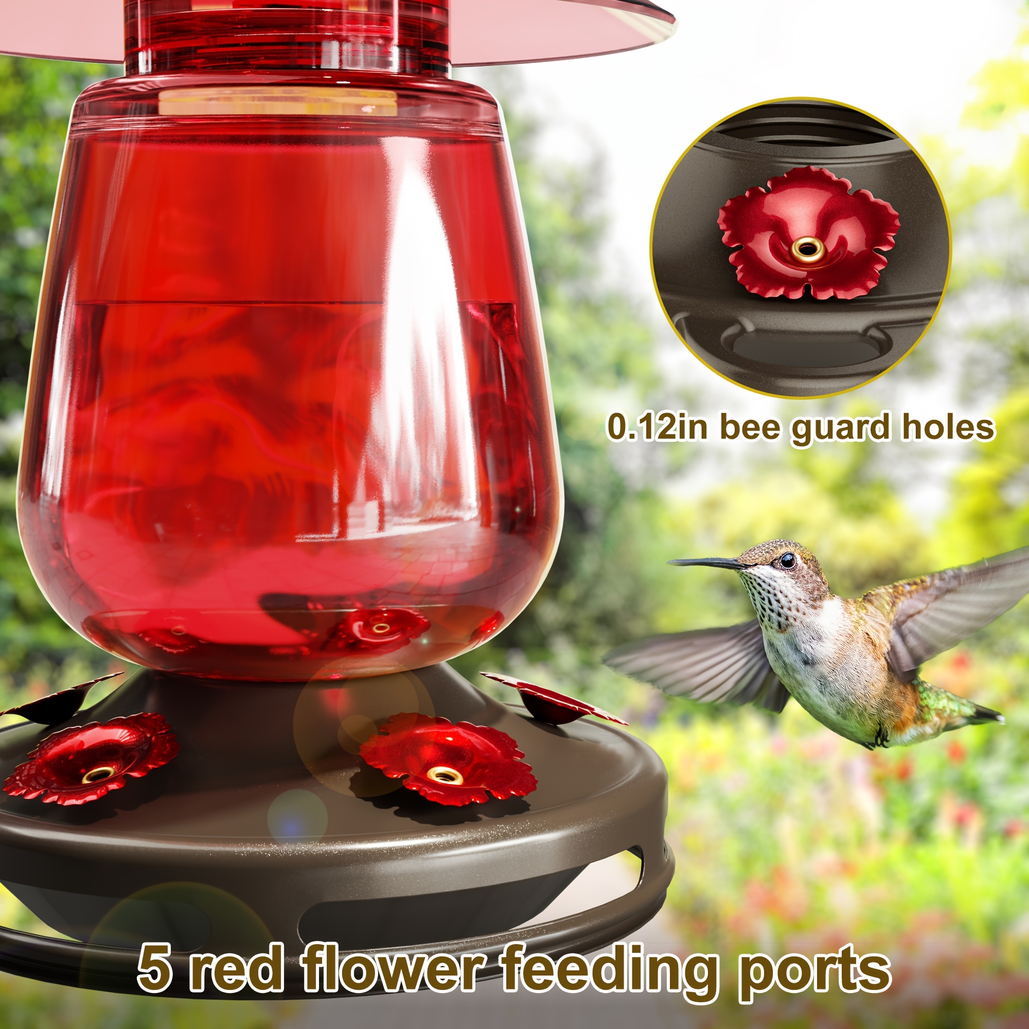 Hummingbird Feeder in Garden