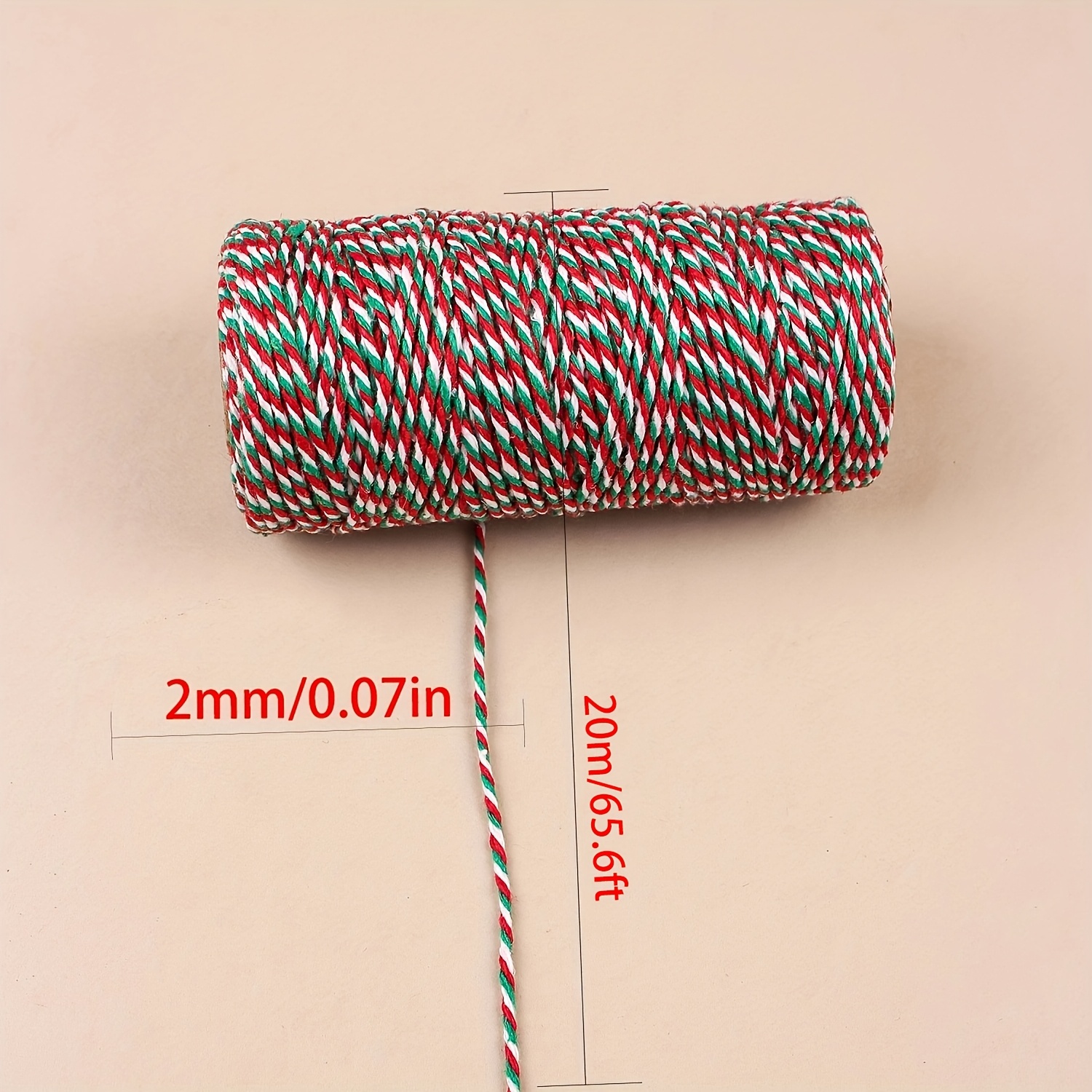 Christmas Colored Hand-woven , Diy For Gift Box Ties, Lollipop Bouquets, Snack Bouquets, Flower Wrapping, Outdoor Rustic Christmas Craft Material Rope, 20m